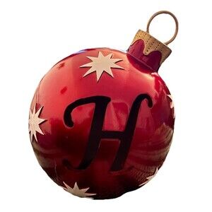 Large Red Christmas Ornament Decor Light Up LED Monogrammed Untested